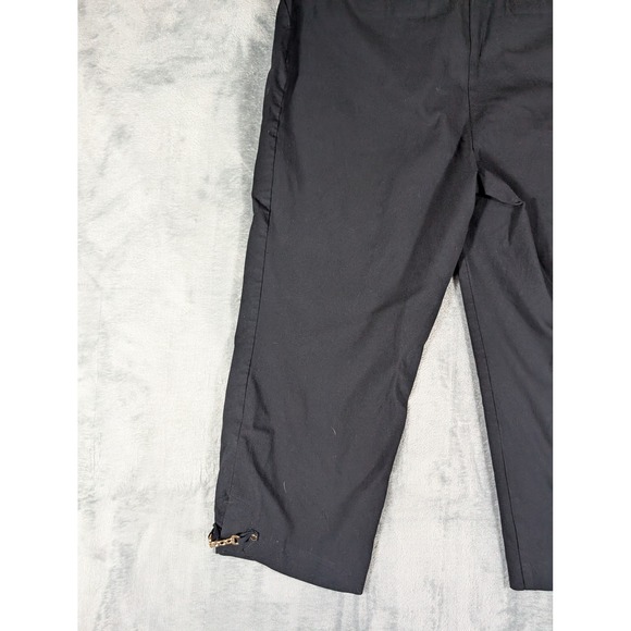 JM Collection Womens Black Cropped Trousers Gold Chain Hem Detail Size 12 - Picture 12 of 13